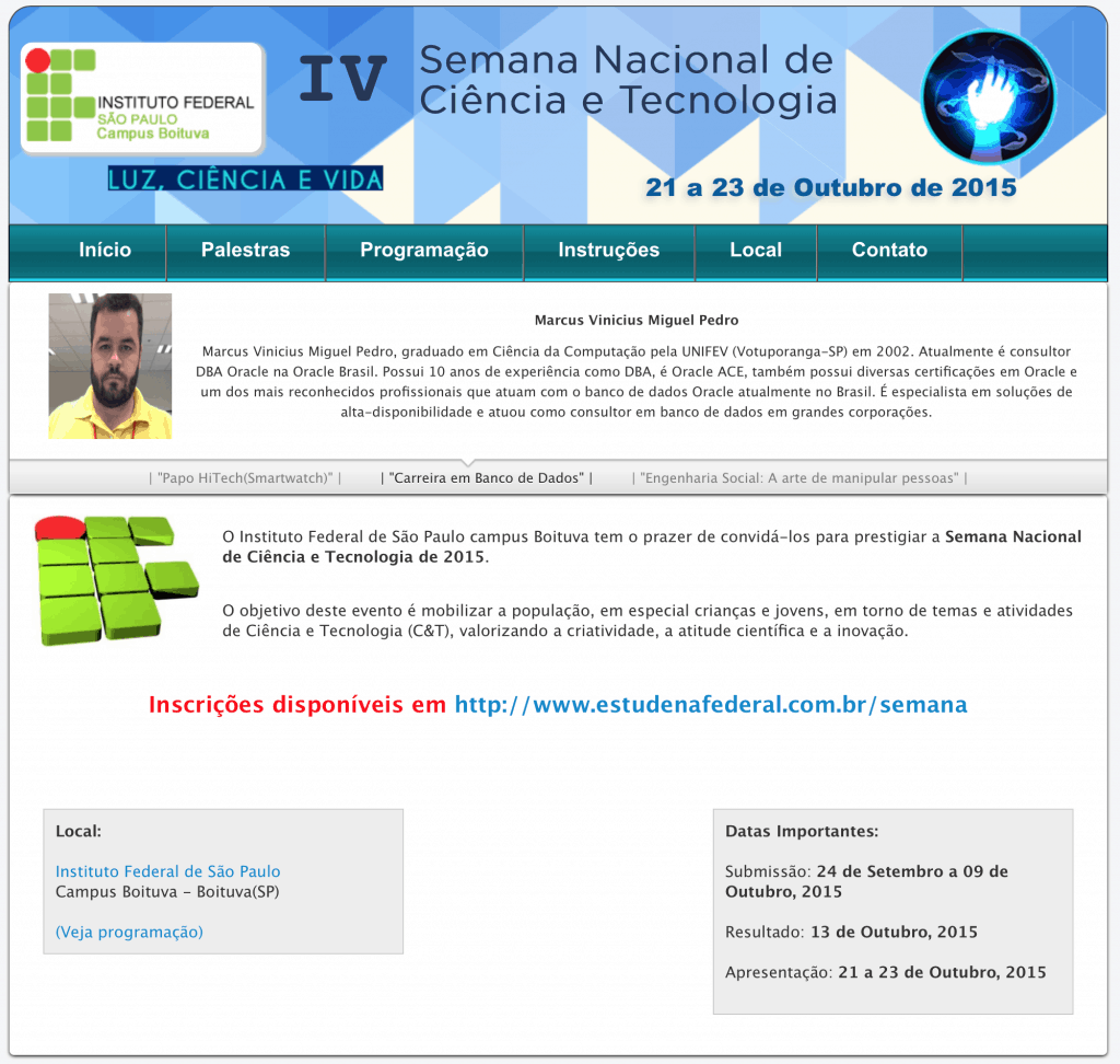 IV Semana Nacional de Ciência e Tecnologia