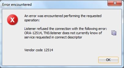 ORA-12514 quando usando entrada no tnsnames.ora para o SCAN_LISTENER